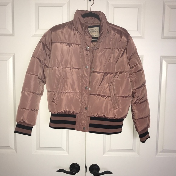 Dark Rose Bomber Jacket with black stripe detail - Picture 3 of 4